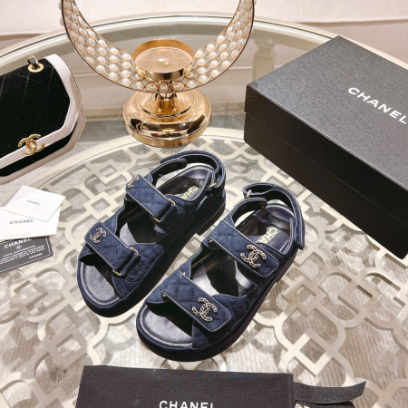 Chanel Everything Fits Comfortably Hook And Loop Fasteners Sandals Slide - Image 2