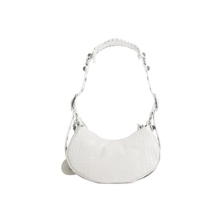 BALENCIAGA Le Cagole XS studded crinkled-leather shoulder bag White - Image 4