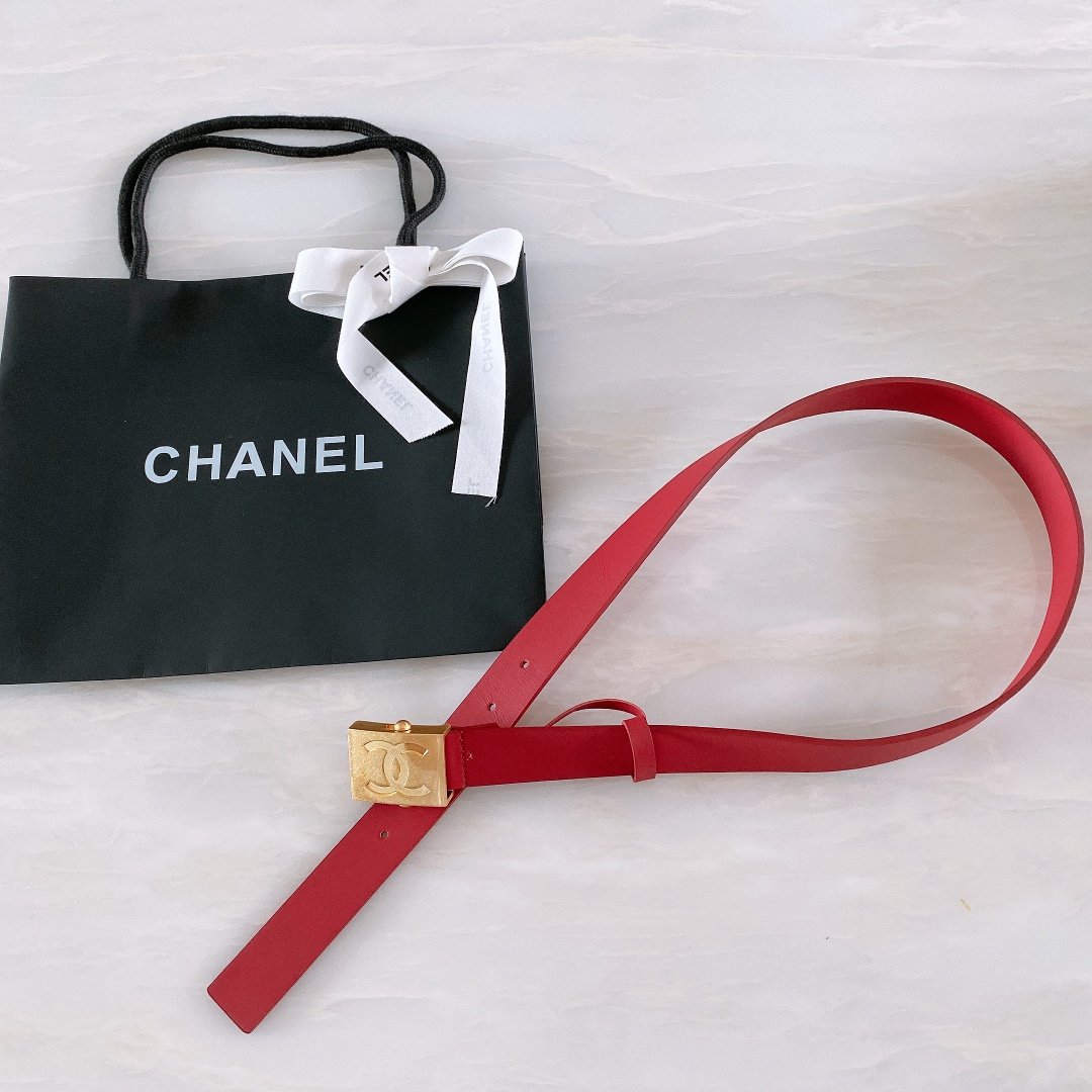 Chanel Belt With Ribbon Buckle Red Women Belt 30MM - Image 1