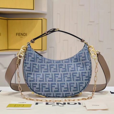 Fendi graphy Small Light blue FF denim fabric bag - Image 2