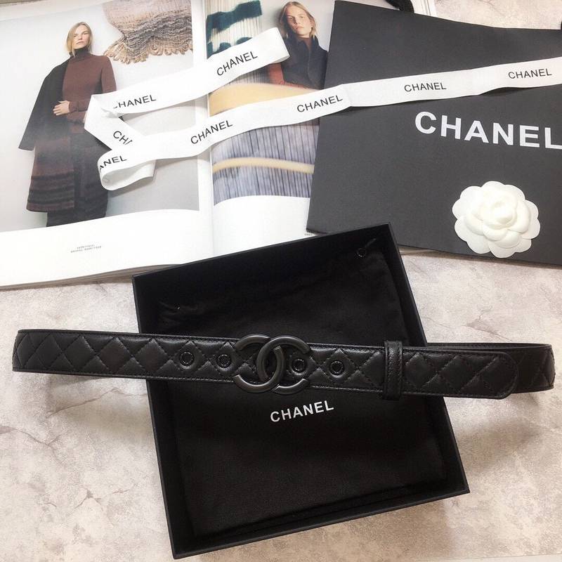 Chanel Belt Quilted With Double C Buckle Black With Black Hardware Women Belt 30MM - Image 1
