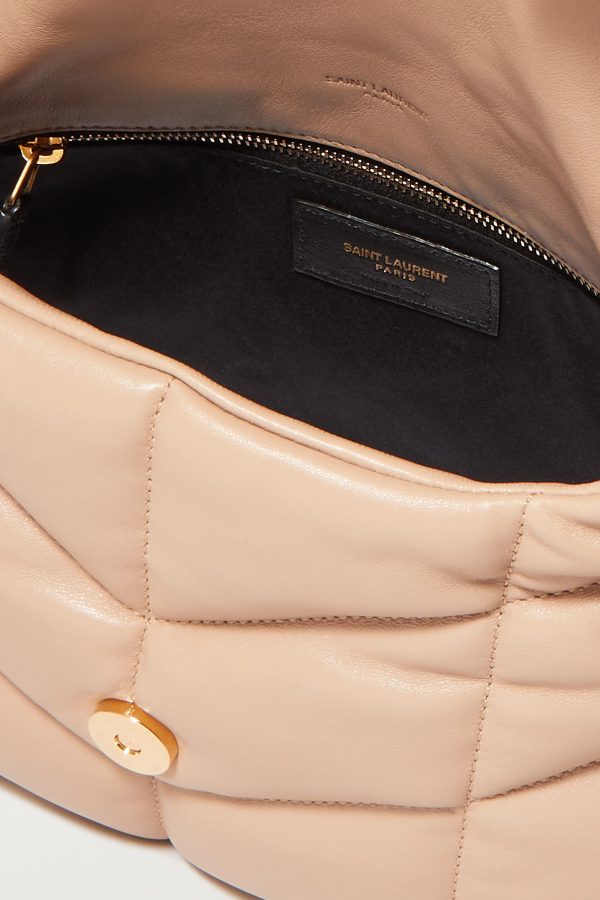 SAINT LAURENT Loulou Puffer small quilted leather shoulder bag beige