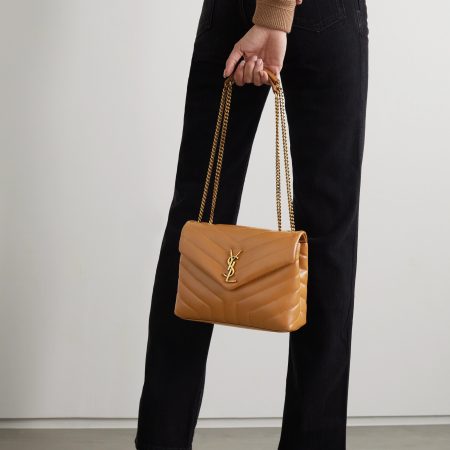 SAINT LAURENT YSL Loulou Small Quilted Leather Shoulder Bag Tan - Image 4