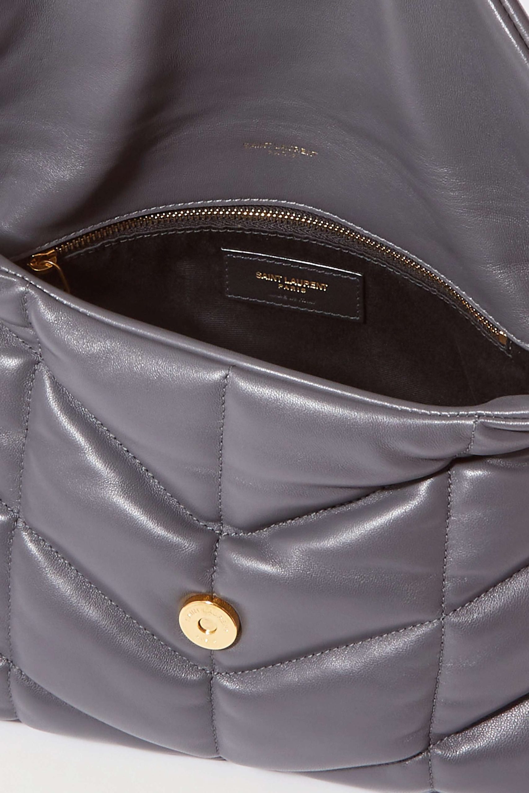 SAINT LAURENT Loulou Puffer small quilted leather shoulder bag grey - Image 3