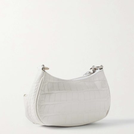 BALENCIAGA Le Cagole mini studded croc-effect leather shoulder bag white - Image 4
