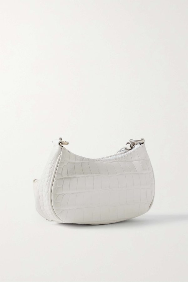 BALENCIAGA Le Cagole mini studded croc-effect leather shoulder bag white