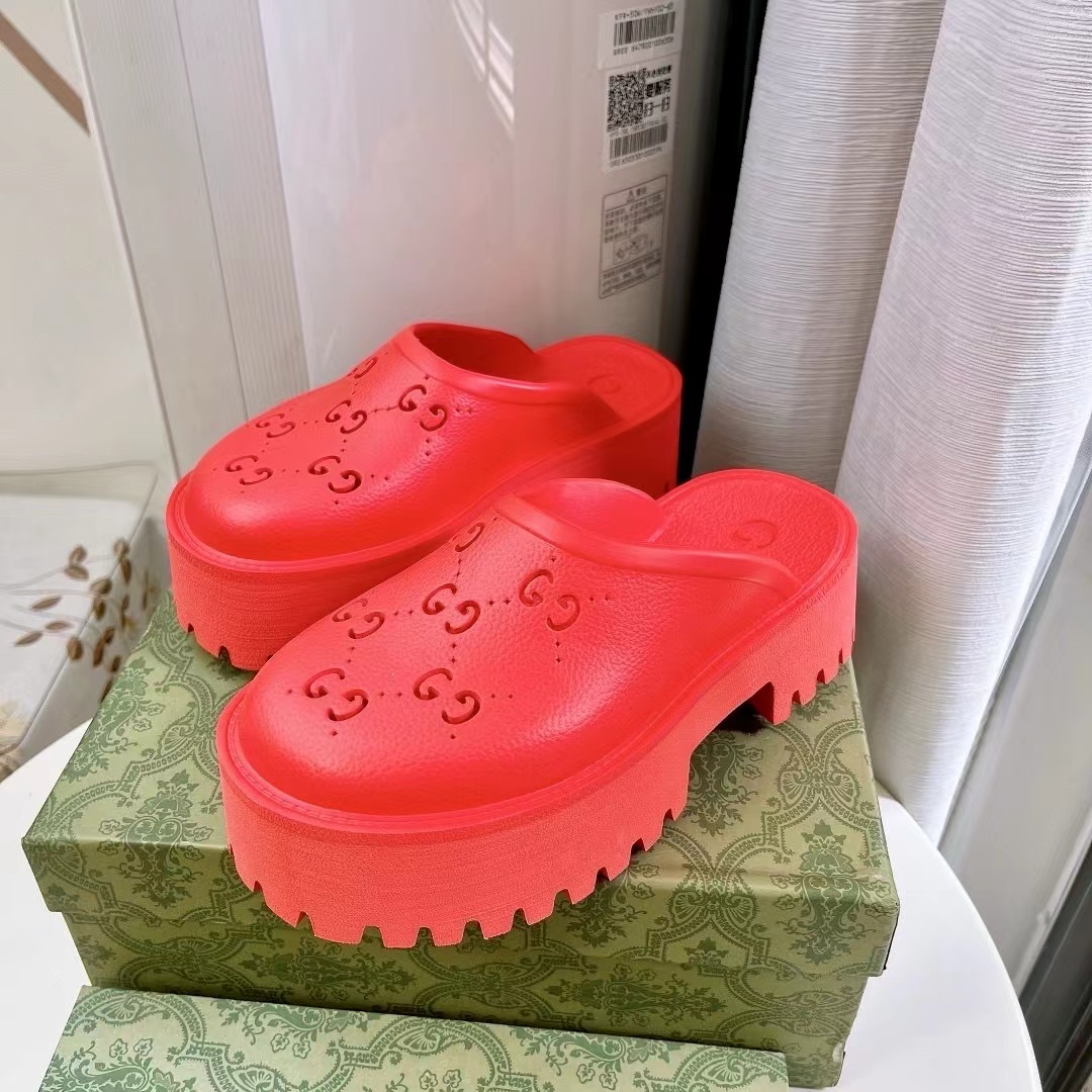 Gucci Shoes Hollow Double G Rubber Thick Slide Sandal - Image 5