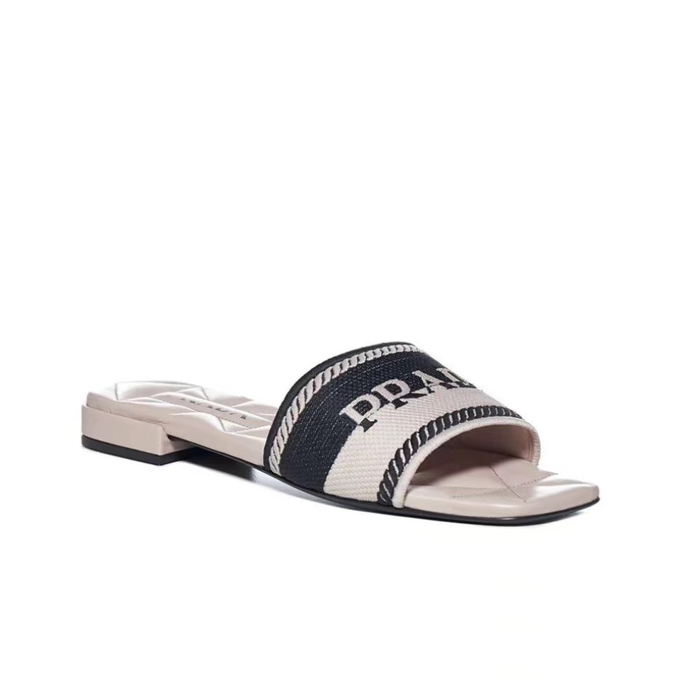 Prada Logo EmbroideryFashion Sandals Slide Sandal - Image 1