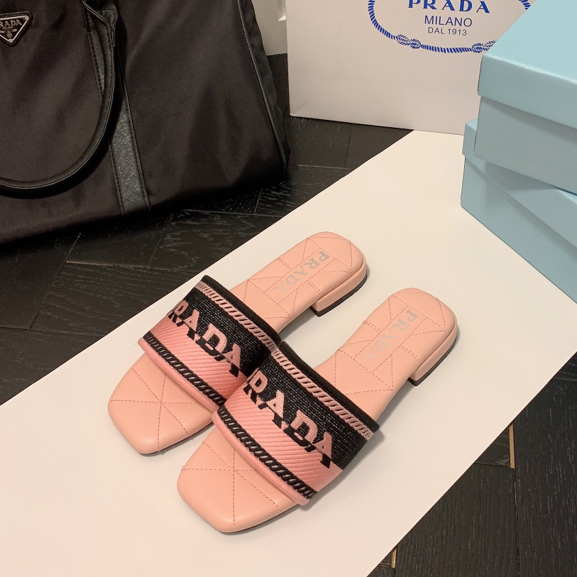 Prada Logo EmbroideryFashion Sandals Slide Sandal - Image 9