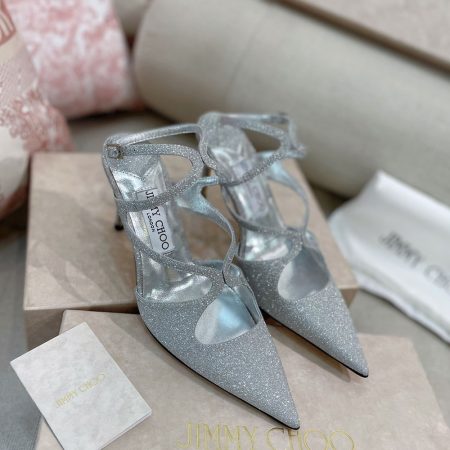 Jimmy Choo 8.5CM Slim Heel Strap Tip  Slide Sandal - Image 2