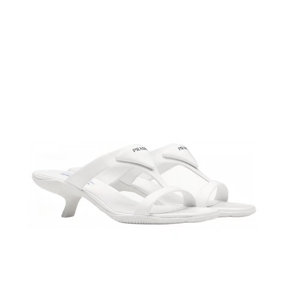 Prada  Polished Leather Sandals Slide - Image 1