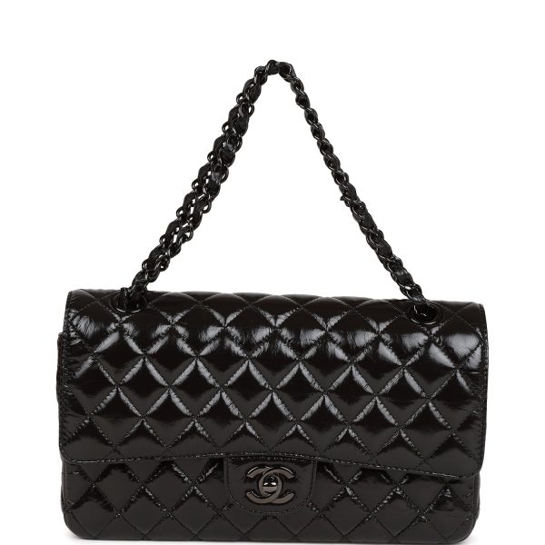 Chanel Classic Flag Bag Medium Classic Double Flap Bag SO Black Crumpled Calfskin Black Hardware