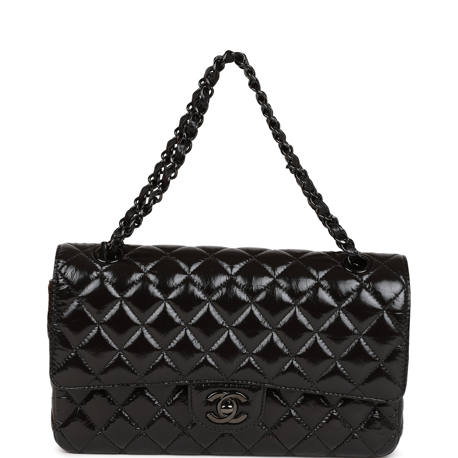 Chanel Classic Flag Bag Medium Classic Double Flap Bag SO Black Crumpled Calfskin Black Hardware - Image 8