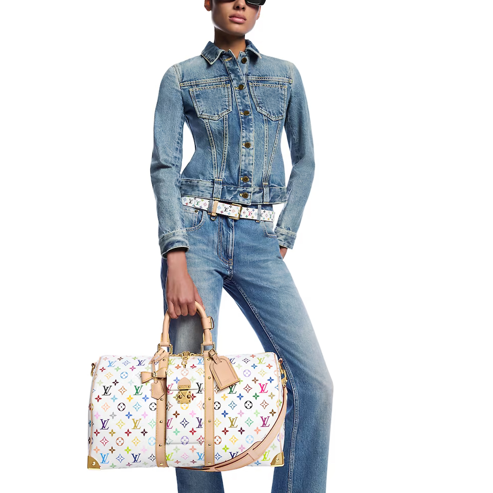LV x TM KEEPALL BANDOULIèRE 45 Travel Bag White - Image 2
