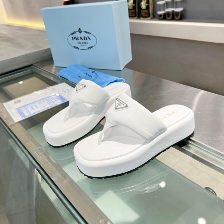 Prada Soft-Soled Leather Flip-Flops Slide Sandal - Image 3