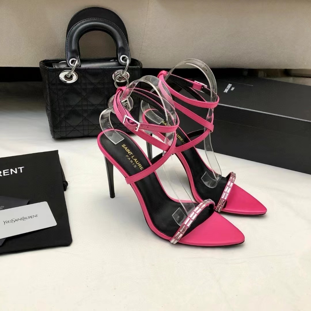 Saint Laurent YSL Gloria Silk Fabric Slide Heels 10.5cm - Image 3