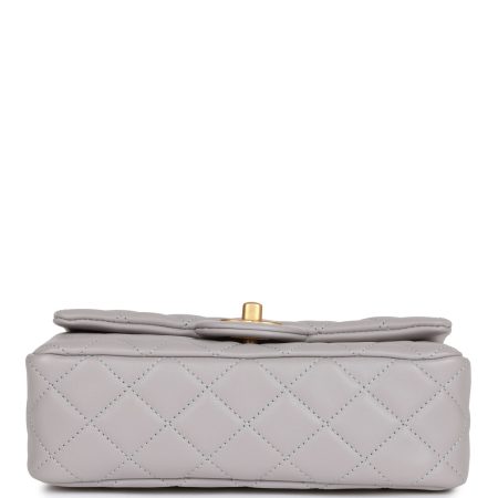 Chanel Classic Flag Bag Pearl Crush Mini Rectangular Flap Bag Light Grey   Antique Gold Hardware - Image 6