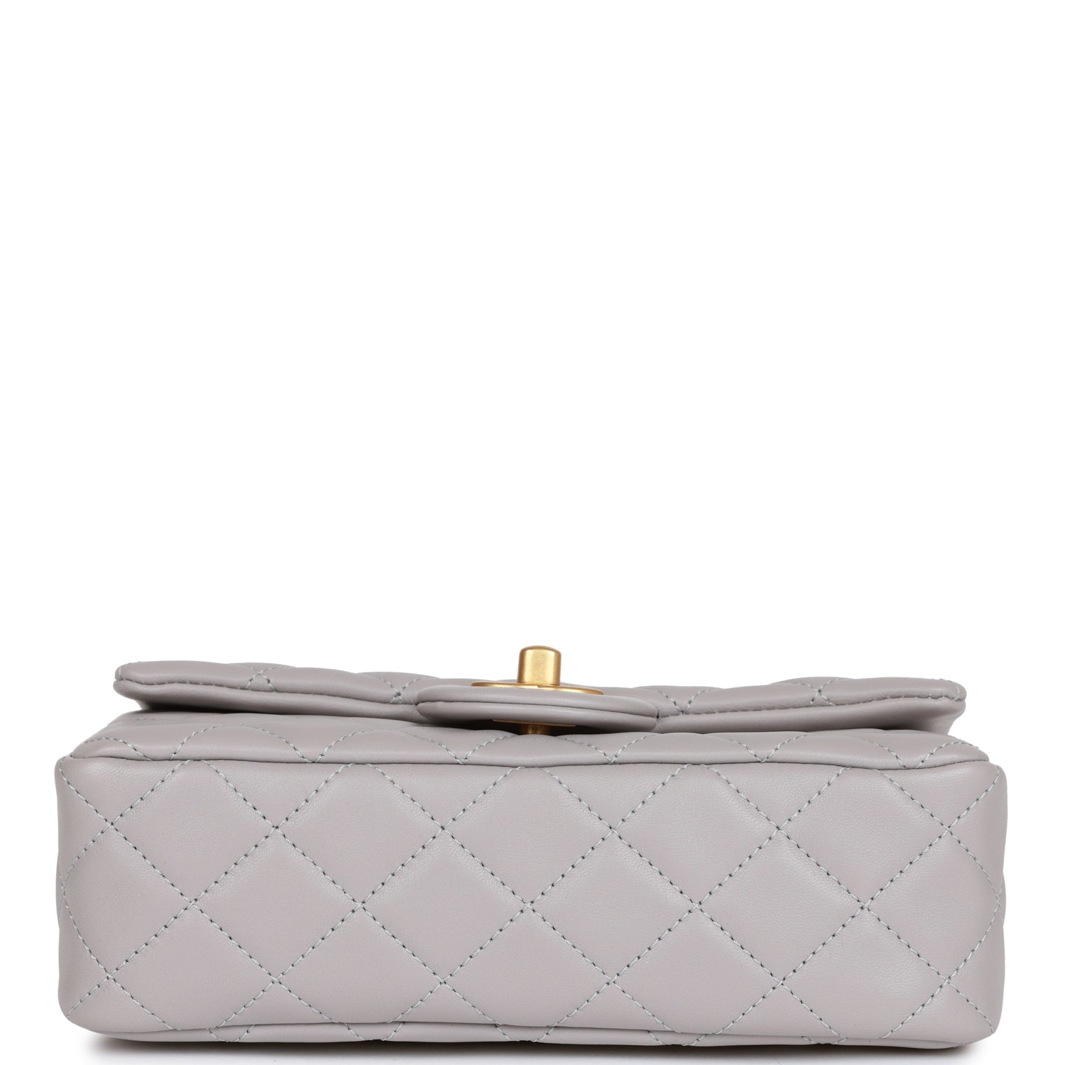 Chanel Classic Flag Bag Pearl Crush Mini Rectangular Flap Bag Light Grey   Antique Gold Hardware - Image 6
