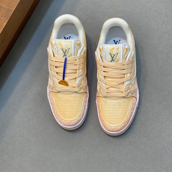 LV Trainer Croc-Embossed Denim Sneaker