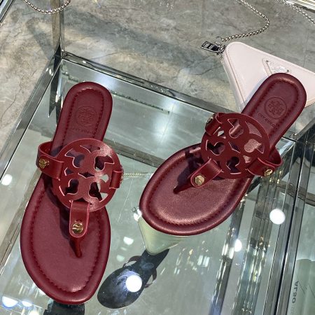Tory Burch Leather Metal Double T Logo Flip-flops Sandals Slide - Image 20