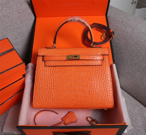 Hermes Kelly Gold Buckle Bag-Crocodile
