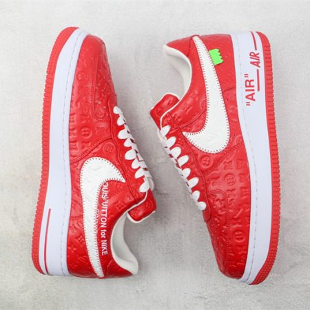 LV x Nike Air Force 1'07 LV8 Low Red/white/LV Monogram - Image 8