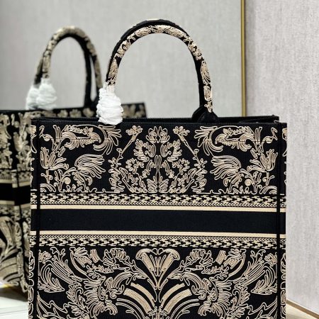 Dior Book Tote Large Black and White Ornamental Cornely-Effect Embroidery - Image 7