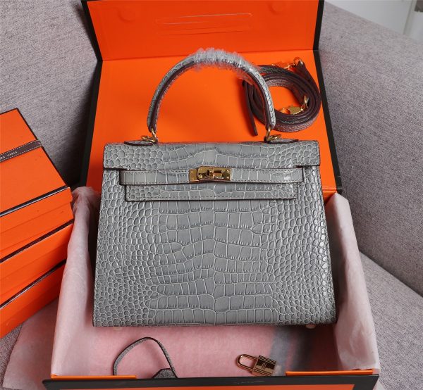 Hermes Kelly Gold Buckle Bag-Crocodile