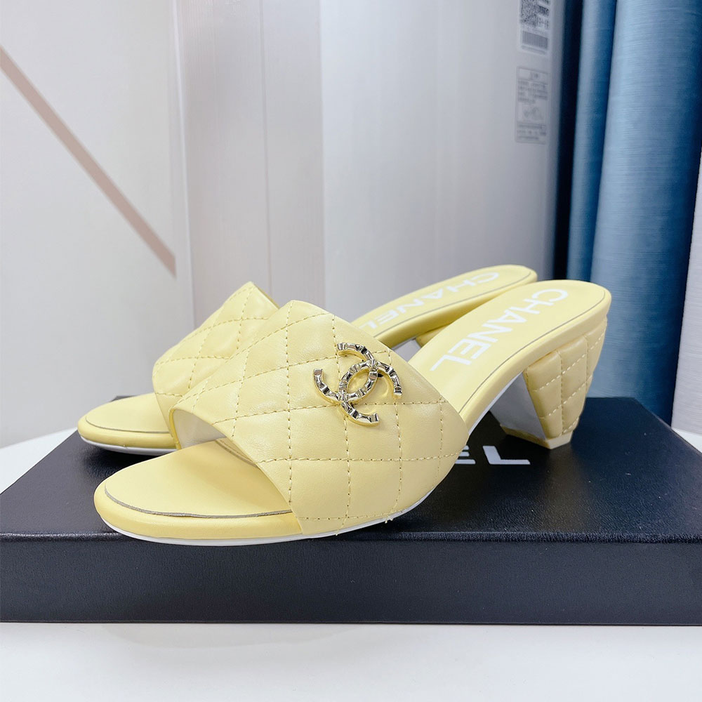 Chanel Lambskin Slide Heels - Image 5
