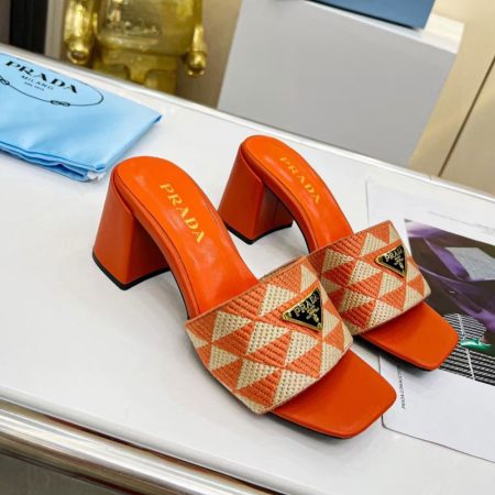 Prada Fabric Chunky Heels Sandals Slide - Image 8