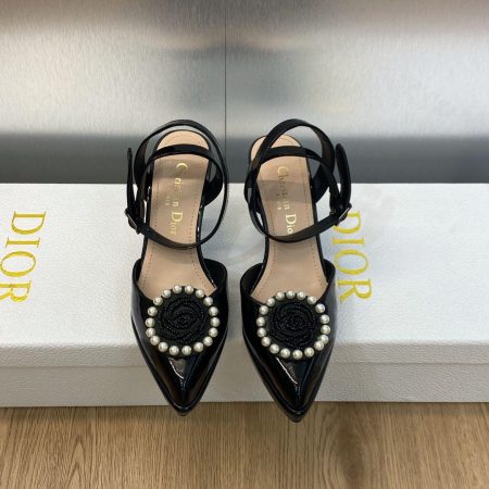 Dior Pearl Beading Flower Ankle Strap Slingbacks - Image 3