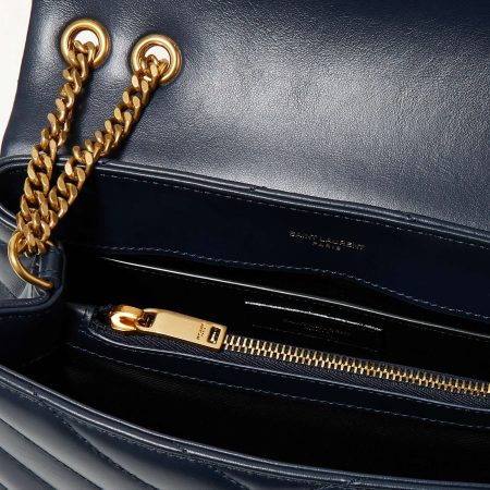SAINT LAURENT YSL Loulou small quilted leather shoulder bag navy - Image 5