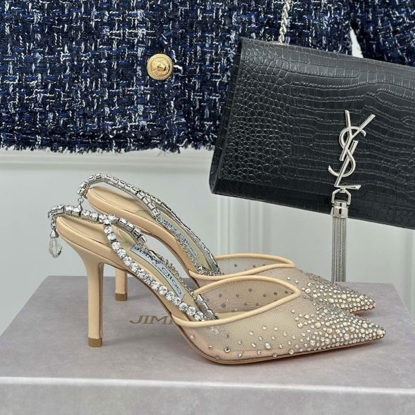 Jimmy Choo Saeda 10CM Slim Heel  Slide Sandal