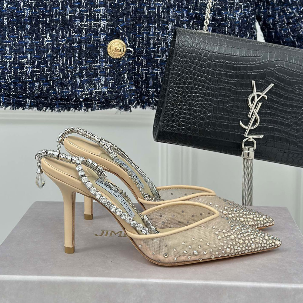 Jimmy Choo Saeda 10CM Slim Heel  Slide Sandal - Image 3