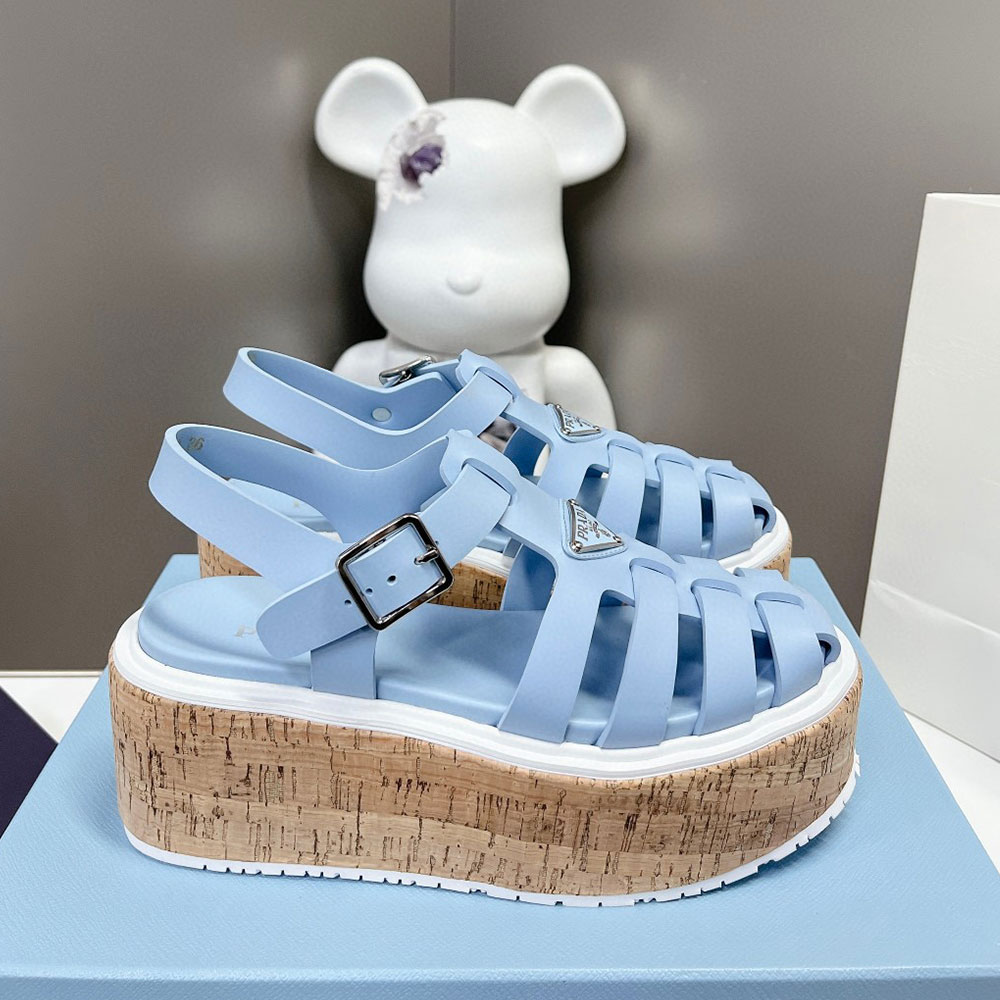 Prada   Rubber Wedge With Thick Sole Sandals Slide - Image 6