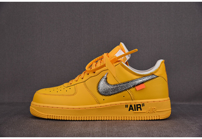 NIKE AIR FORCE 1 LOW OFF-WHITE UNIVERSITY GOLD METALLIC SILVER DD1876-700 - Image 1