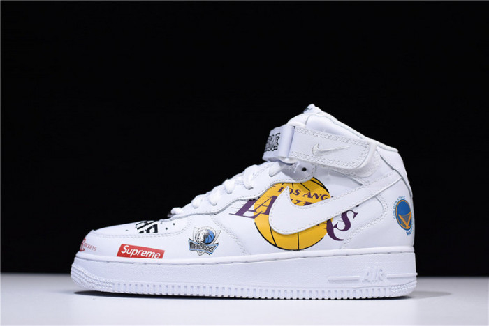 Supreme X Nike Air Force 1 Mid NBA Teams White Aq8017-100 - Image 2