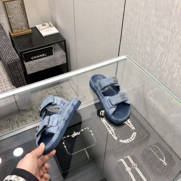 Chanel Denim CC Sandals Mules