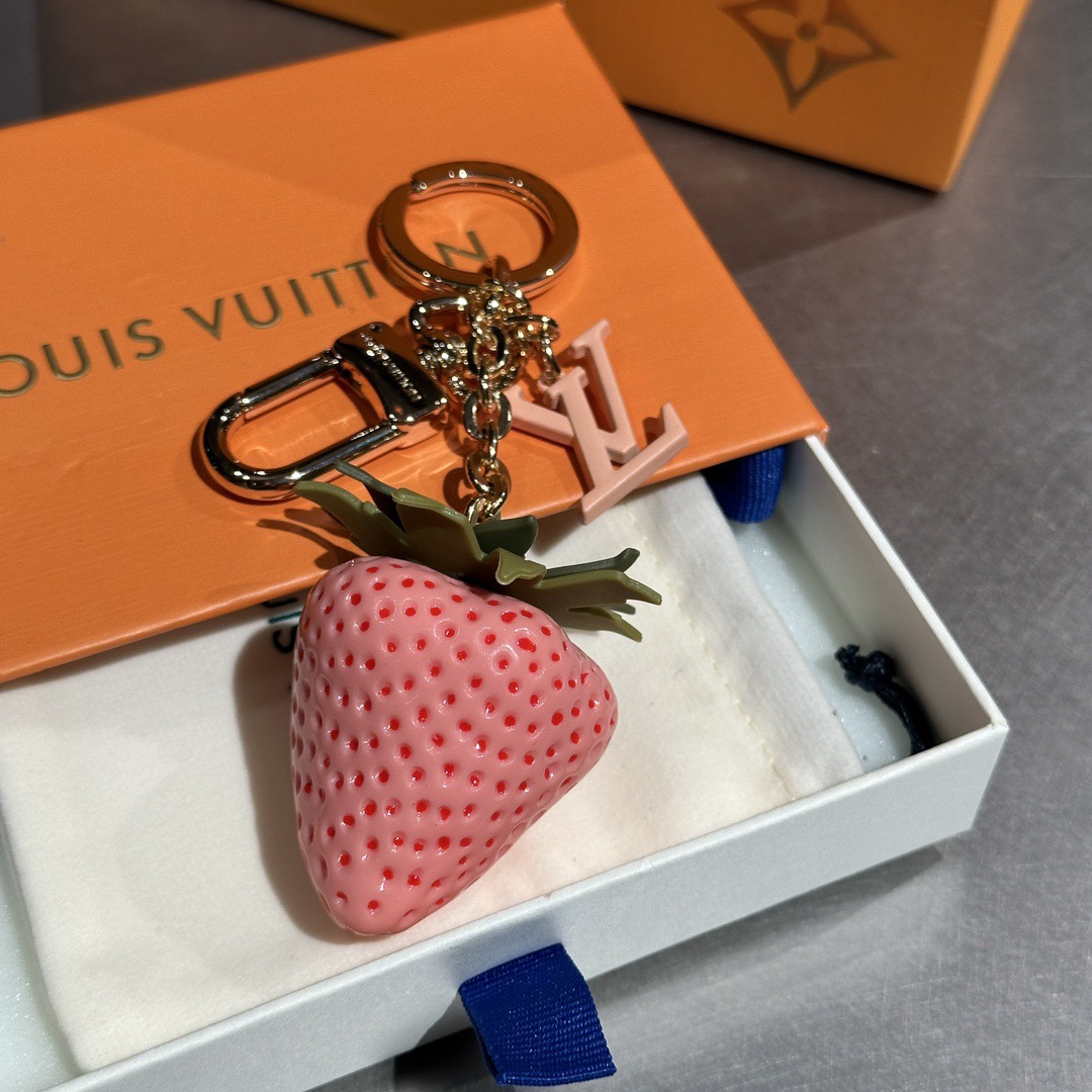LV Strawberry Bag Charm Keychain - Image 5