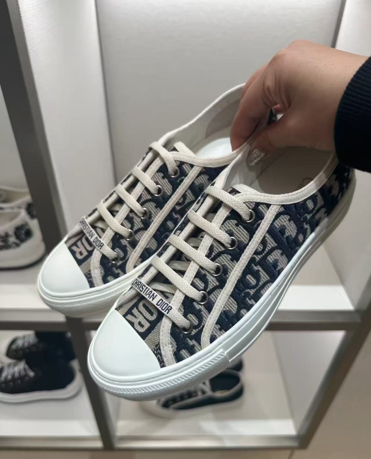 Dior Walk'n'Dior Sneaker Stone Gray Oblique Embroidered Cotton - Image 4
