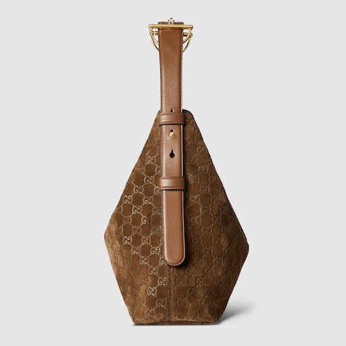Gucci Beatrix Large Tote Bag in Brown Suede