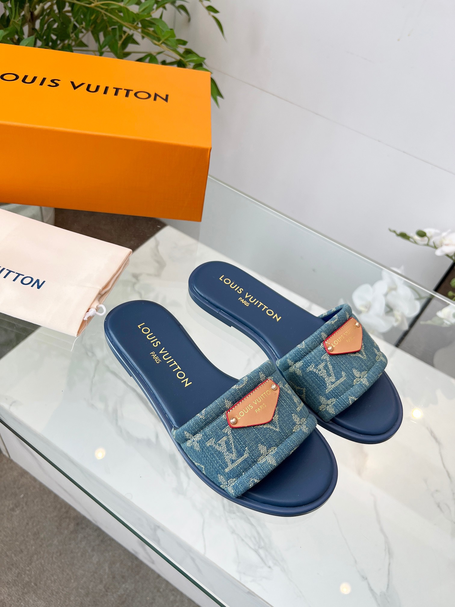 LV Denim Classic Printed Sandals - Image 9