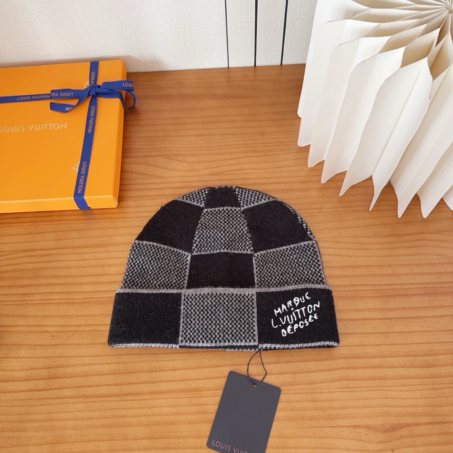 LV Damier Heritage Beanie Black - Image 1