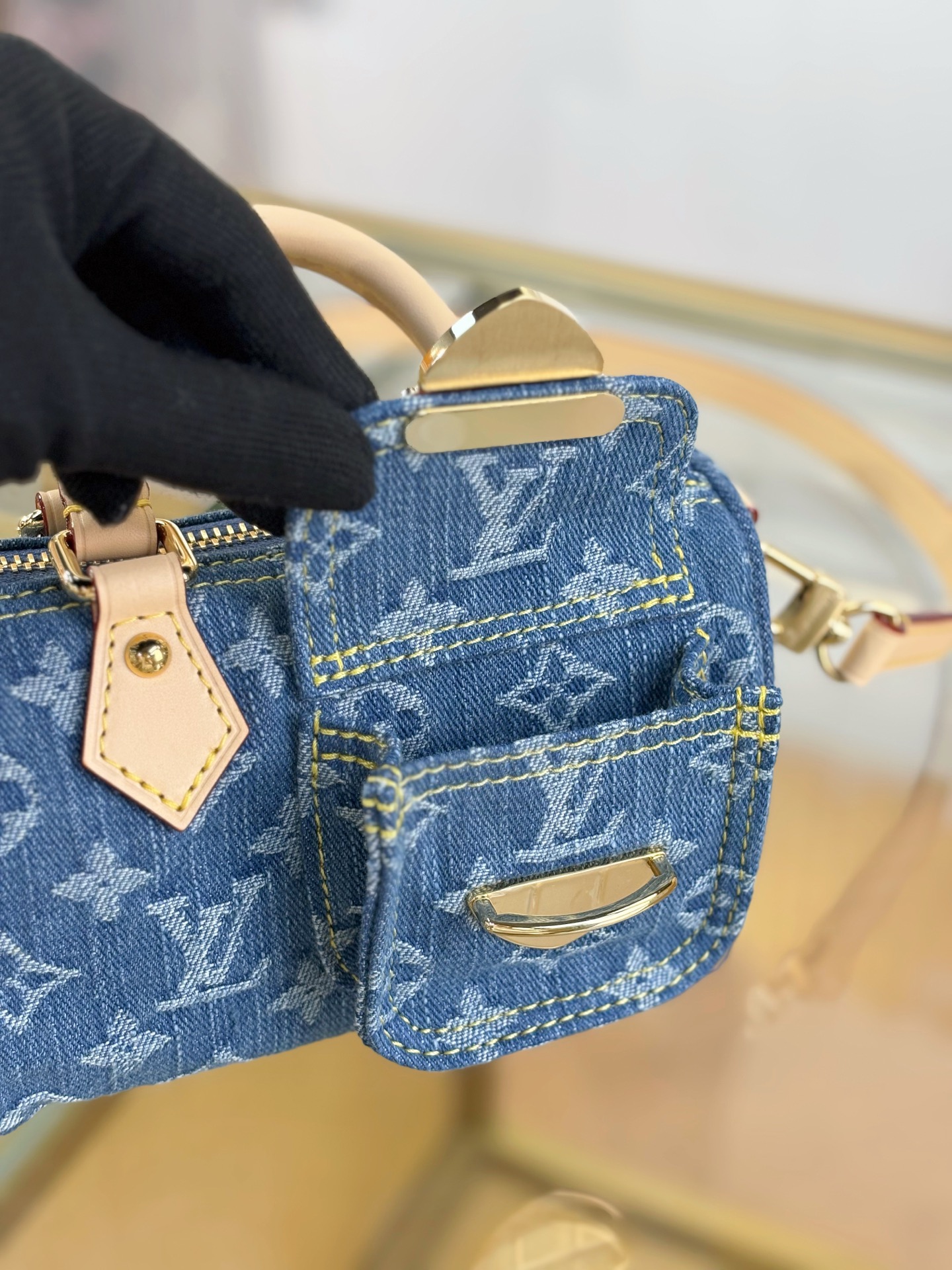 LV Nano Speedy Monogram Denim Bag - Image 4