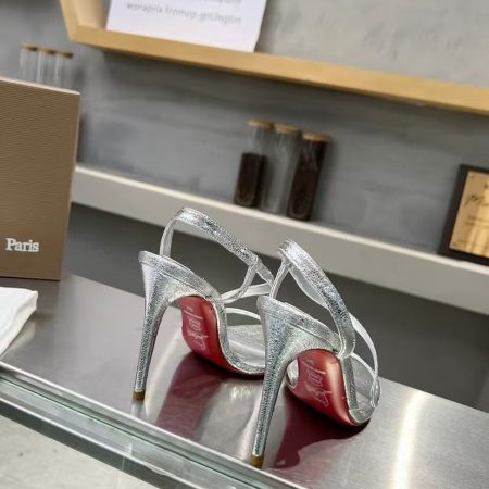 Christian Louboutin Rosalie Heels Silver - Image 8
