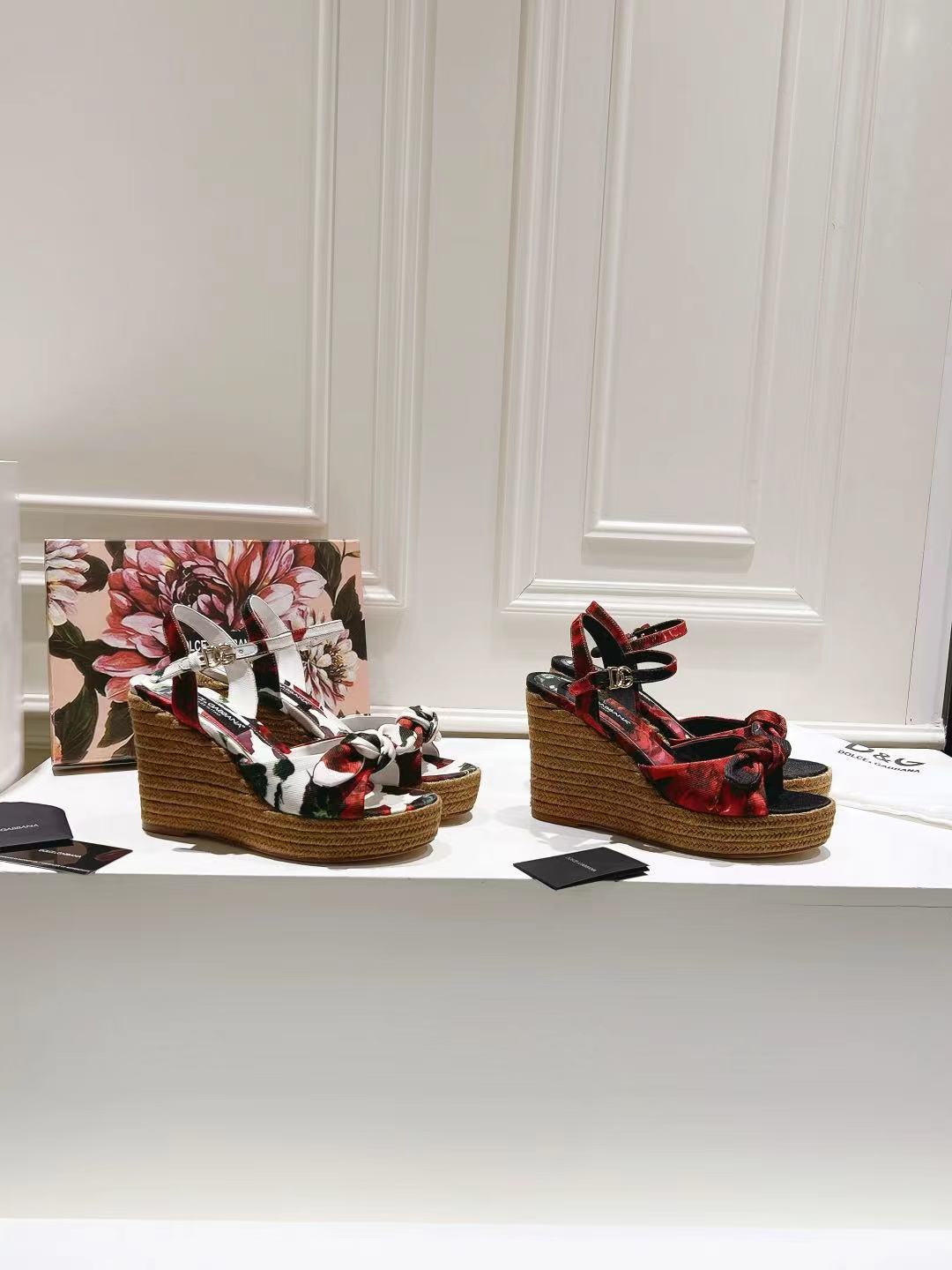Dolce & Gabbana Hemp Rope Wedge Sandals - Image 1