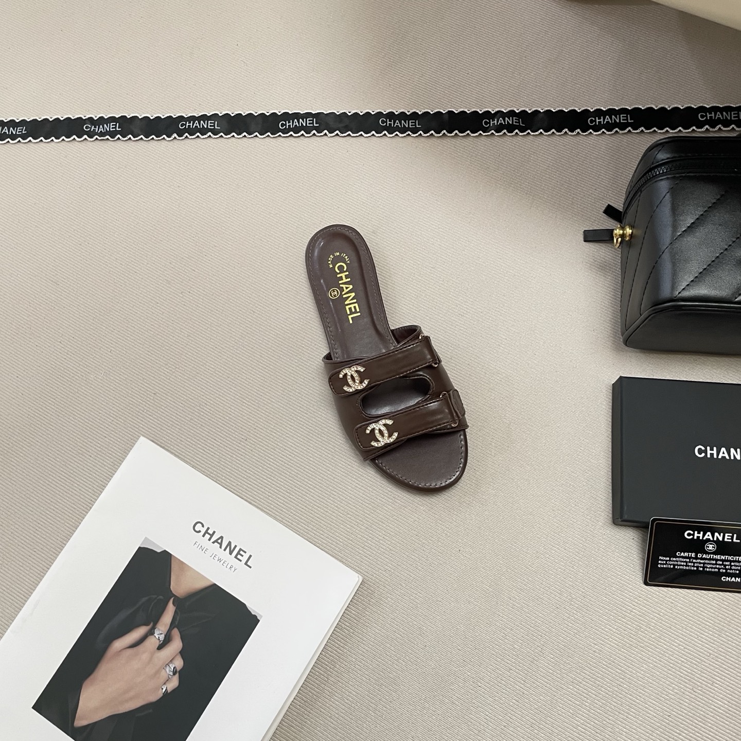 Chanel 26P Double C Diamond Buckle Velcro Slippers - Image 6