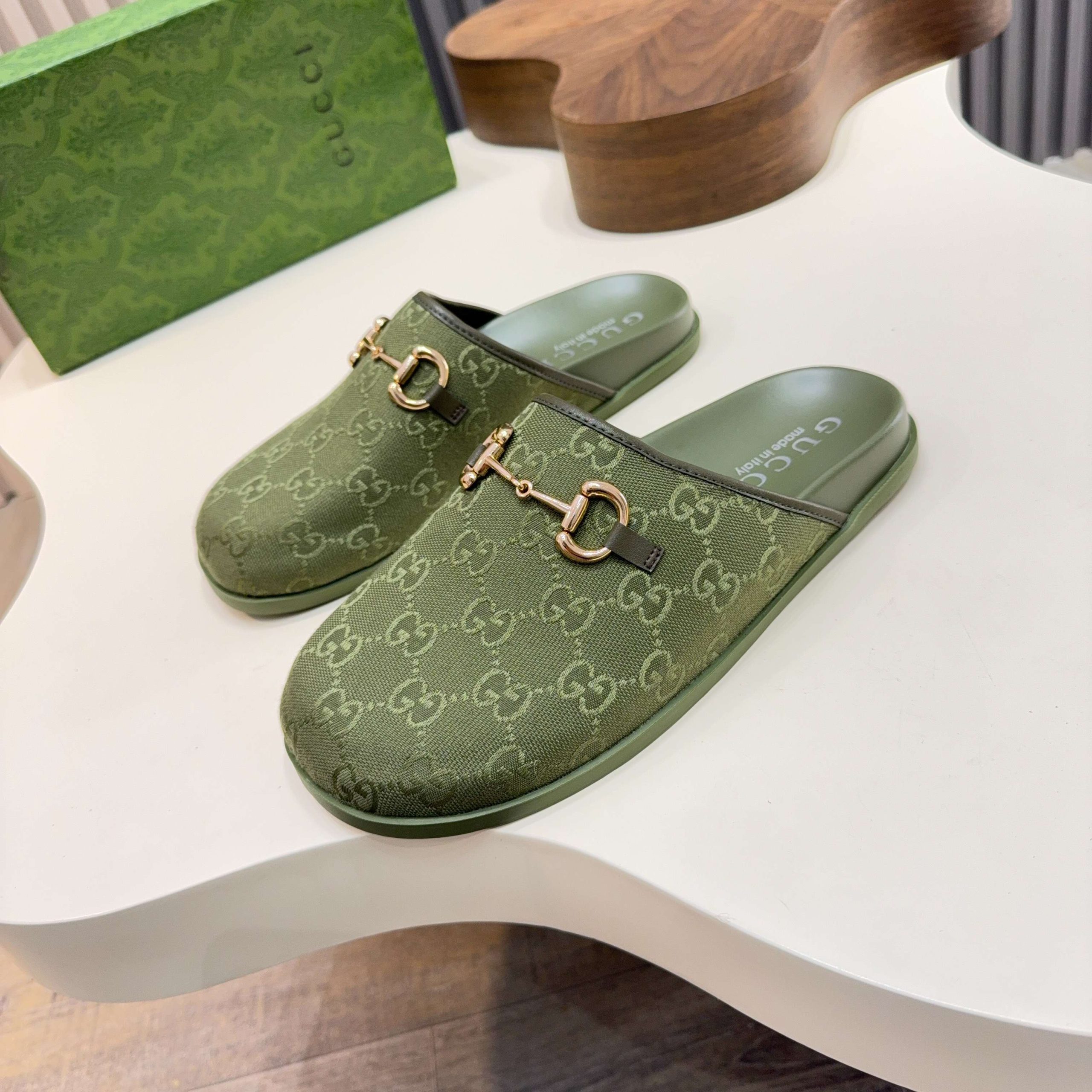 Gucci Horsebit GG Canvas Men Mules - Image 2