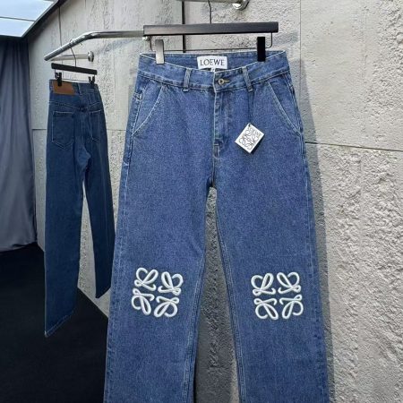 Loewe Anagram Baggy Jeans in Denim Blue