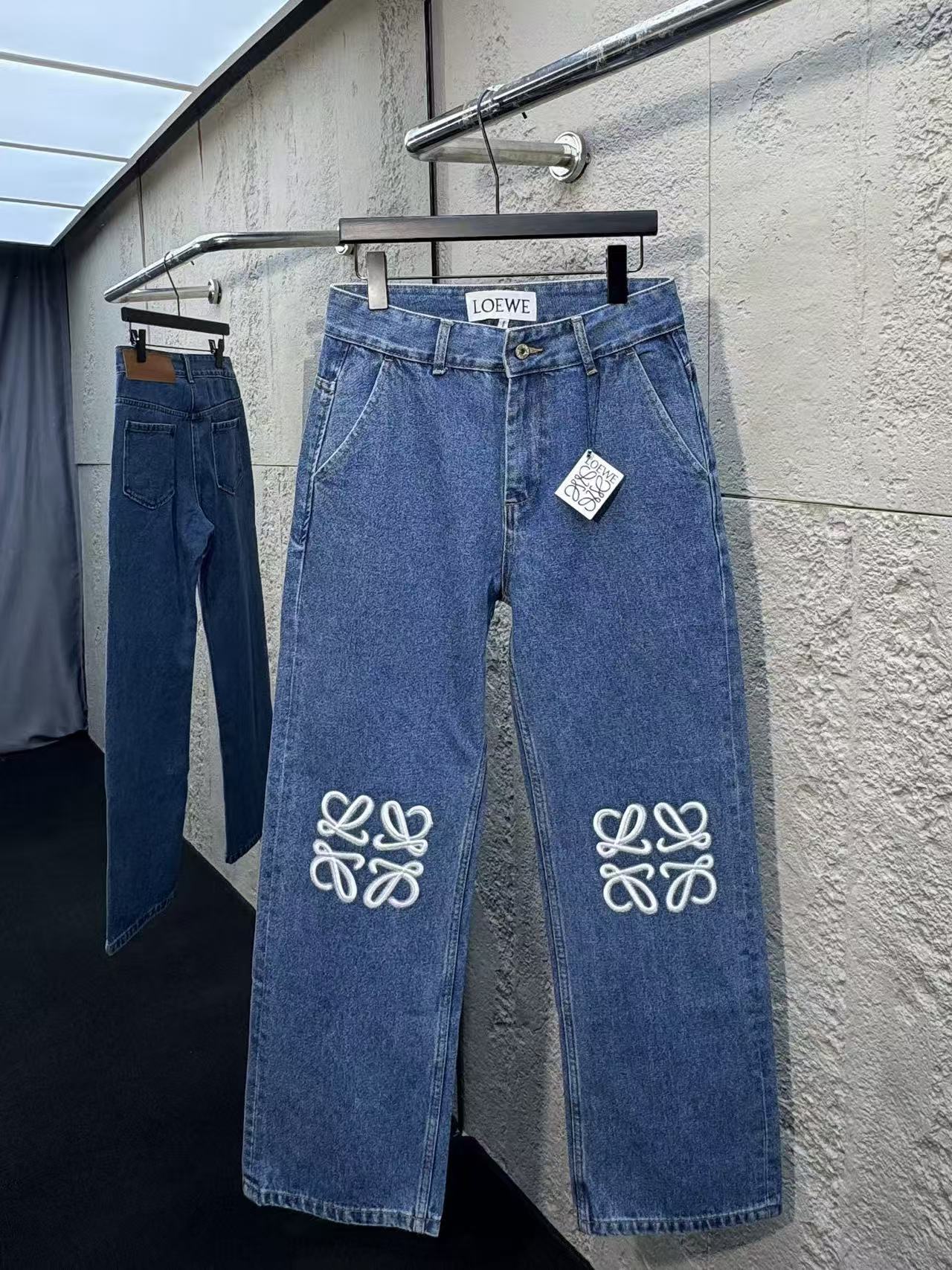 Loewe Anagram Baggy Jeans in Denim Blue - Image 1